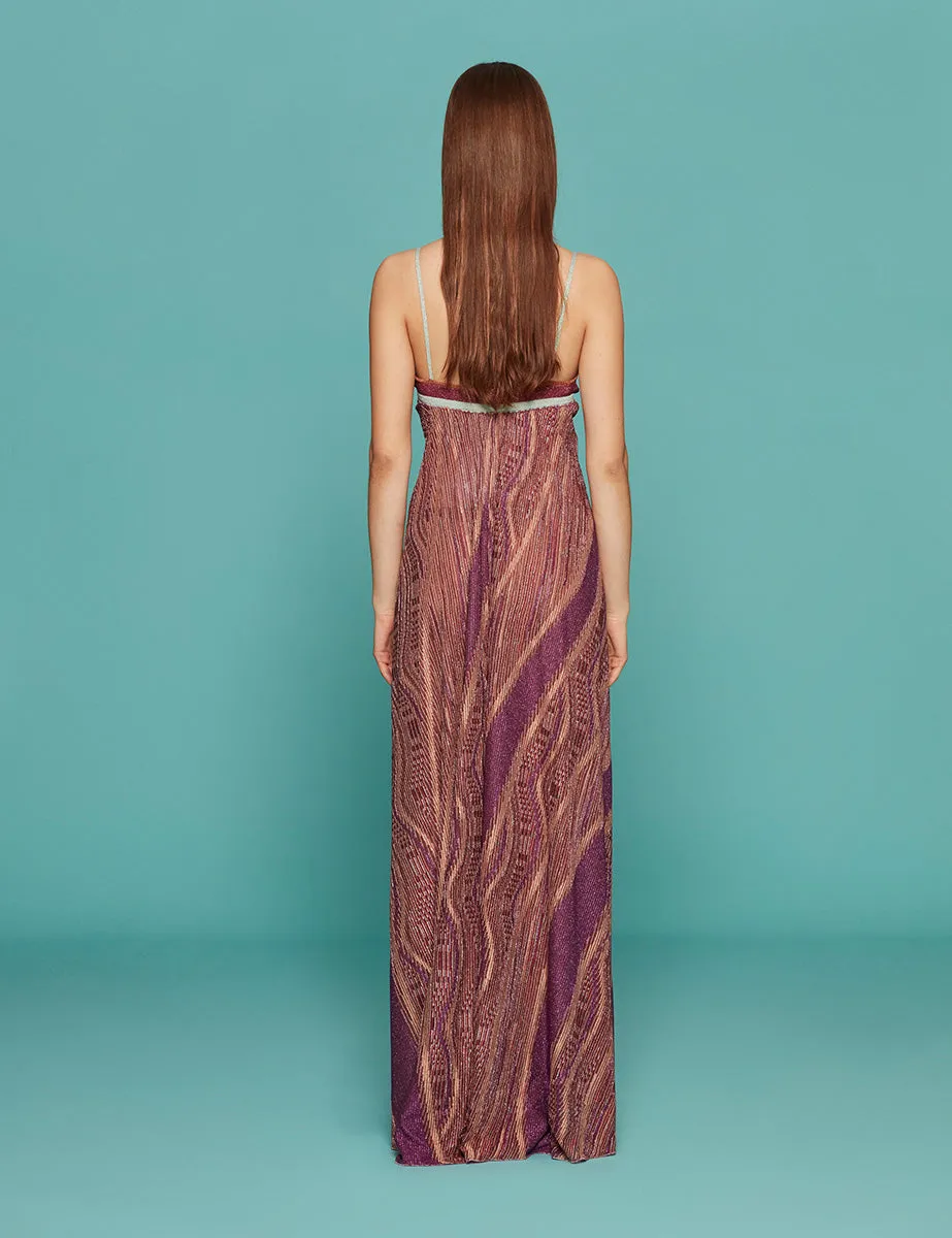 abito lurex jacquard jersey knit slip cocktail