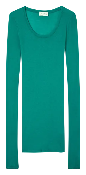  AMERICAN VINTAGE   MASSACHUSETTS - T-shirt aderente con scollo tondo in cotone | Verde