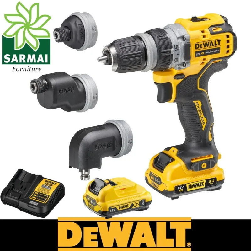 Avvitatore multitesta 12v 2 batterie 3ah 4 mandrini tstak DEWALT DCD703L2T-QW