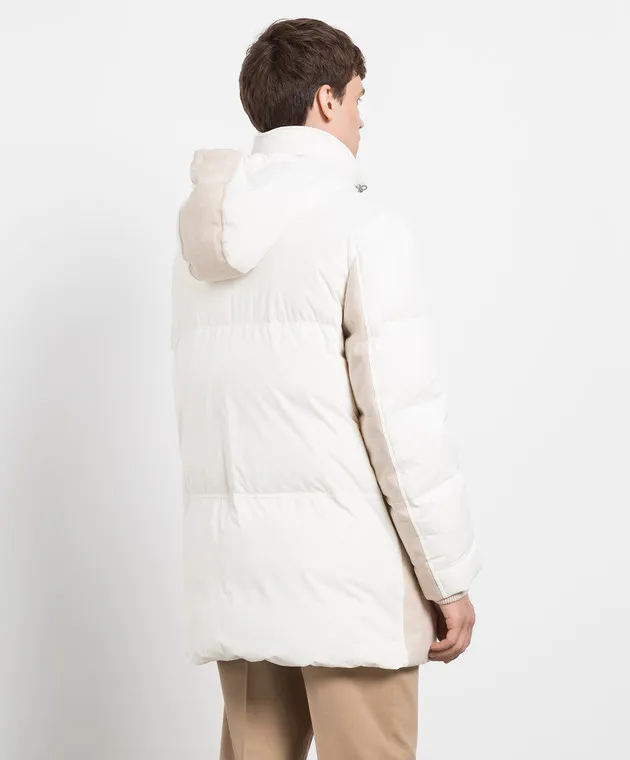 Brunello Cucinelli Piumino milky con logo ricamato MM45AKG03