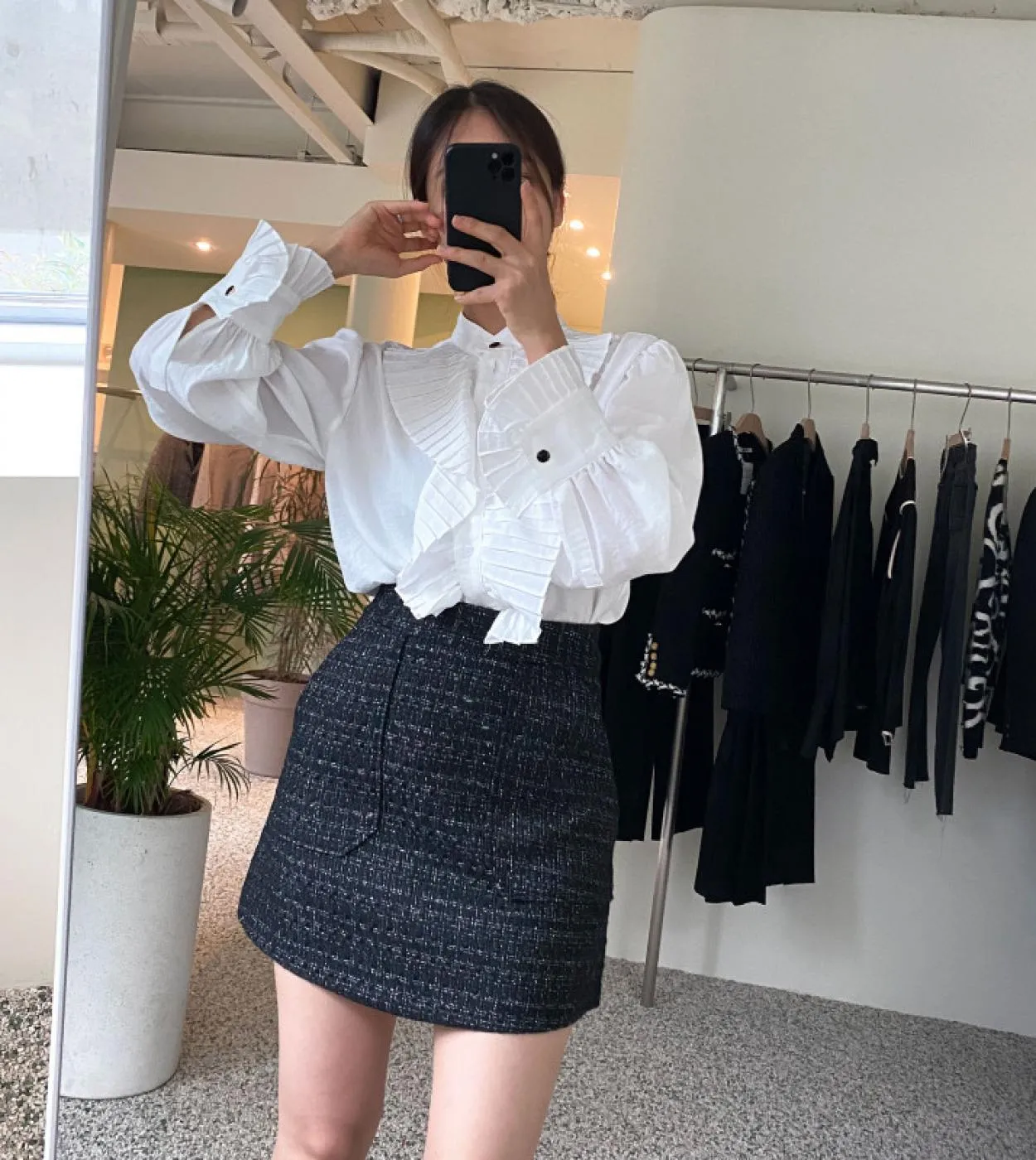 Camicetta da donna in stile palazzo con volant Colletto alla coreana Top manica lunga svasata Camicetta elegante femminile Camic