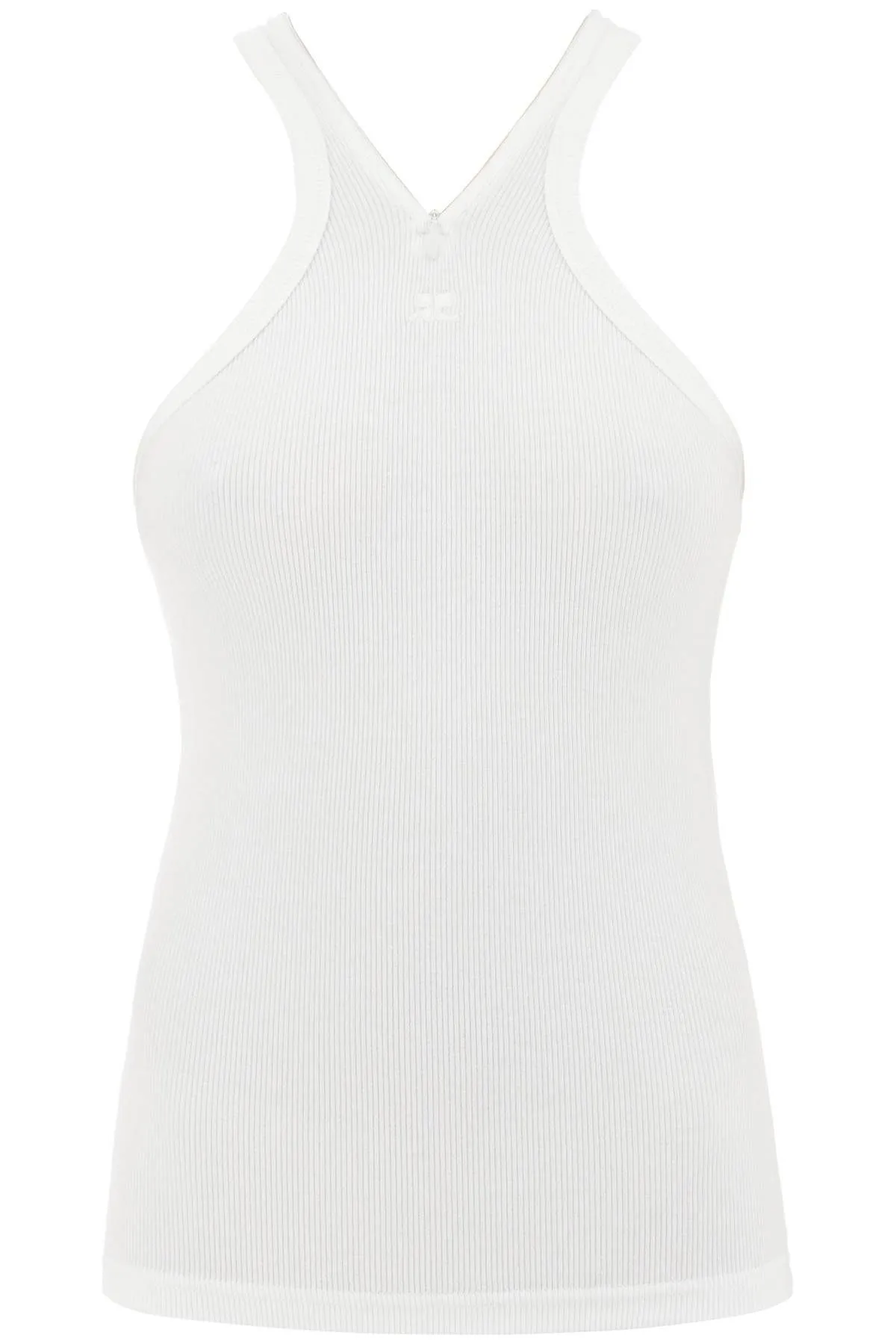Canotta a costine con zip sullo scollo