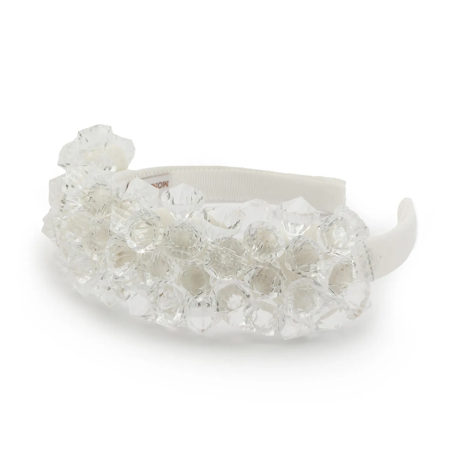 Cerchietto Bianco Con Castoni E Perle Bambina