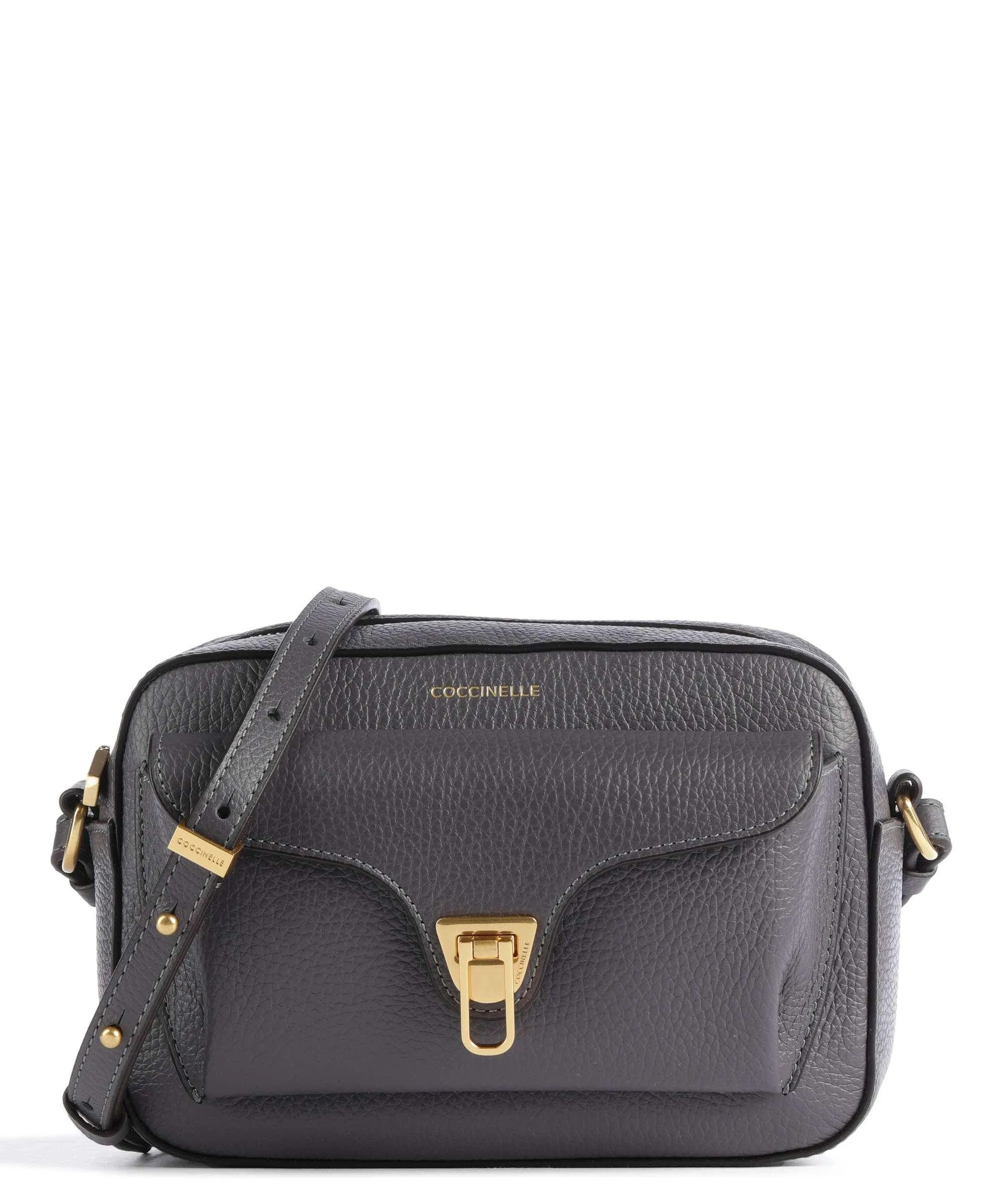  Coccinelle Beat Soft Borsa a tracolla pelle di vacchetta grana grigio scuro  