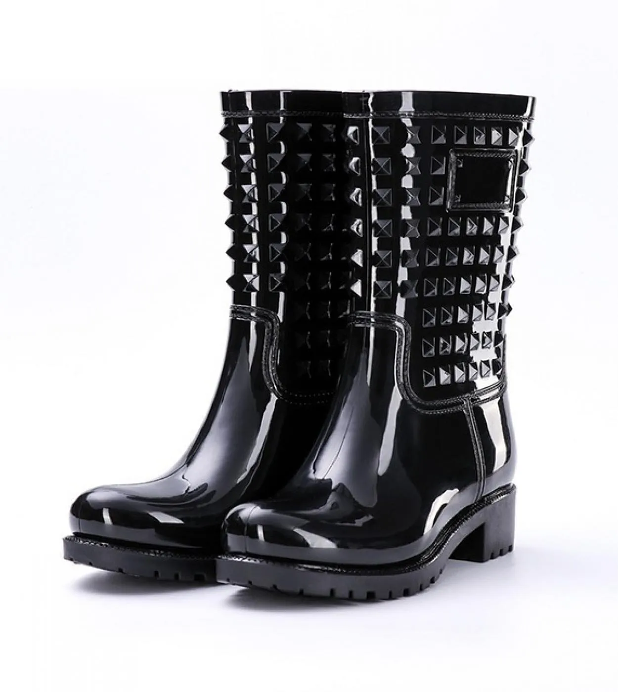 Comemore Women Boot Spring High Rainboots Woman Shoes Size 43 Non Slip Female Footwear Rivet Pvc Rain Boots 2022 Free Sh