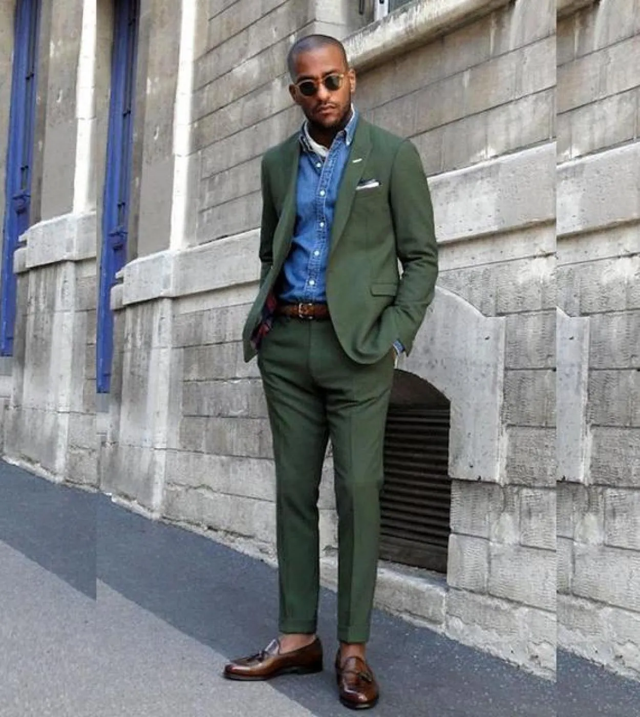 Costume Mariage Homme Hunter Green Abiti da uomo Risvolto con visiera Abiti da ballo con un bottone Blazer Terno Masculino 2 pez