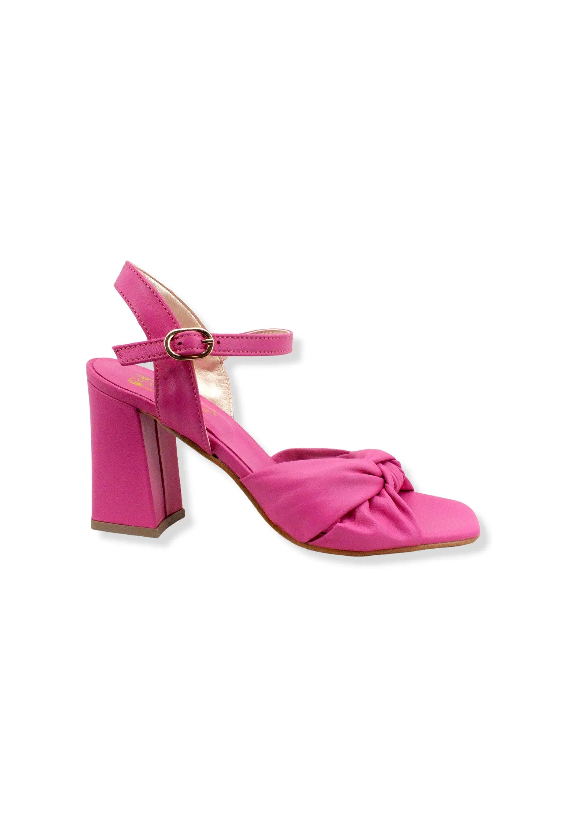 DIVINE FOLLIE Sabot Nodo Pelle Tacco Largo Rosa Fuxia 2589-14