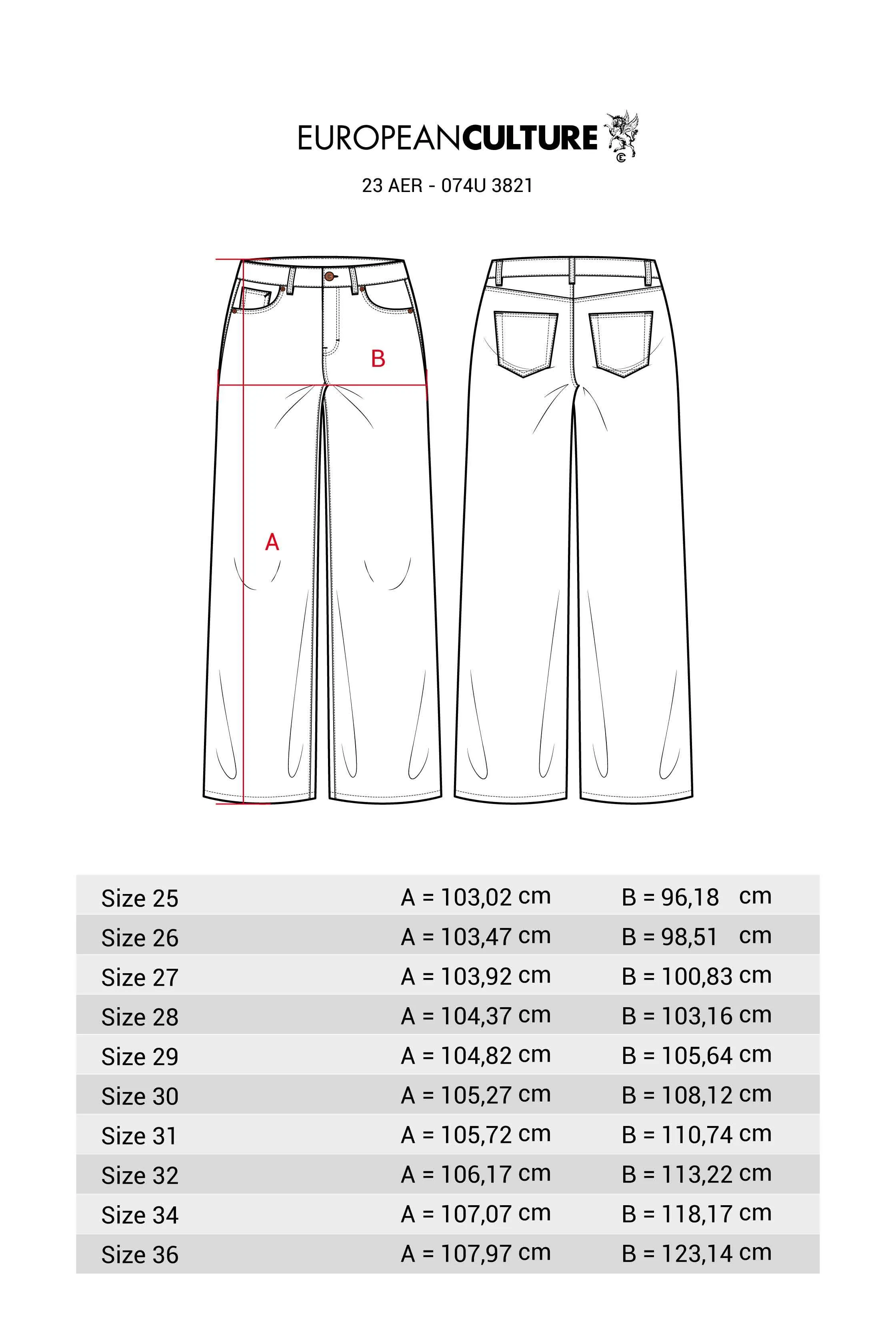 European Culture  ---------    ------------Pantalone Wide Leg 5 Tasche 074U 3821