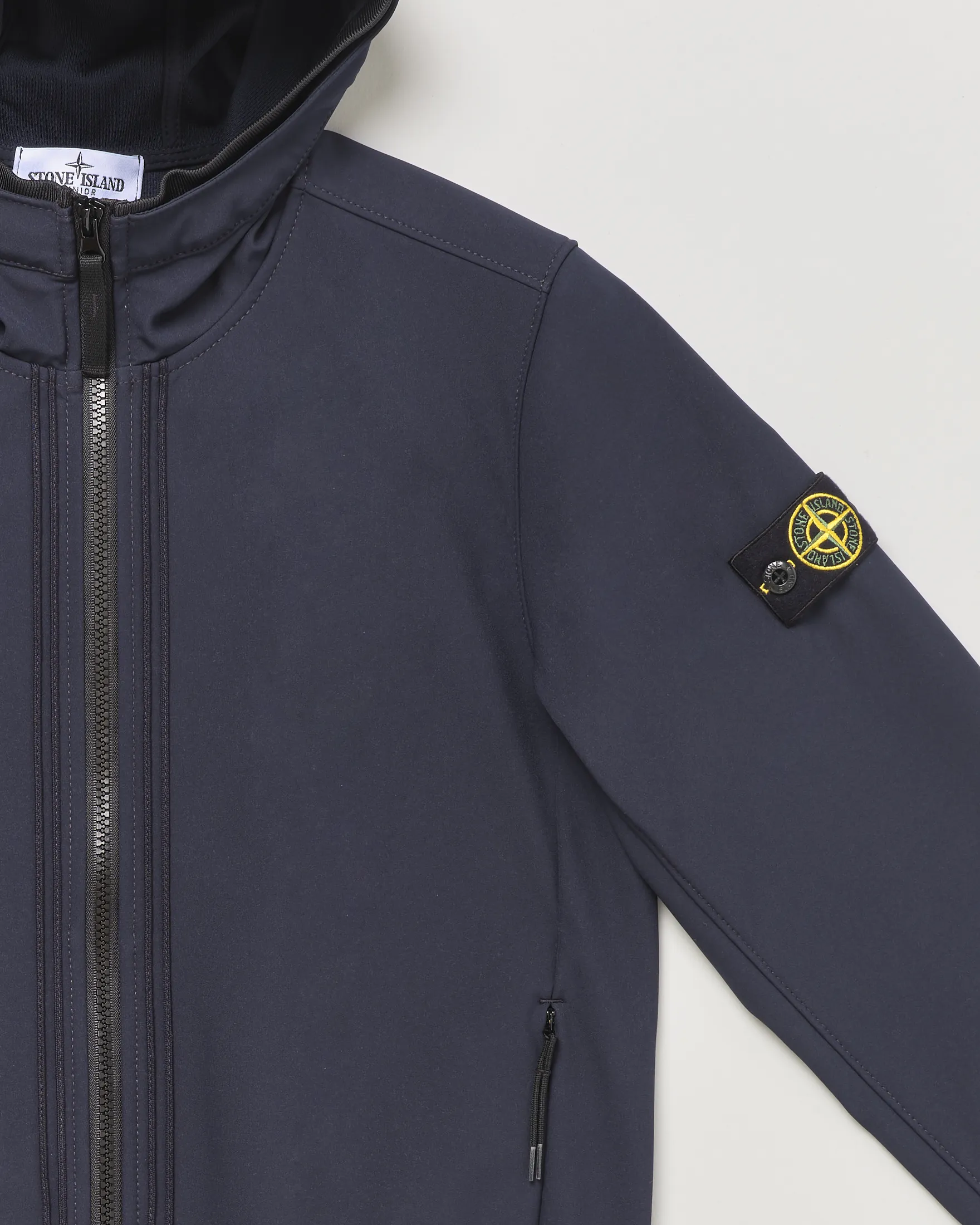 Giubbino blu in Soft Shell-R e.dye® technology con cappuccio 10 anni