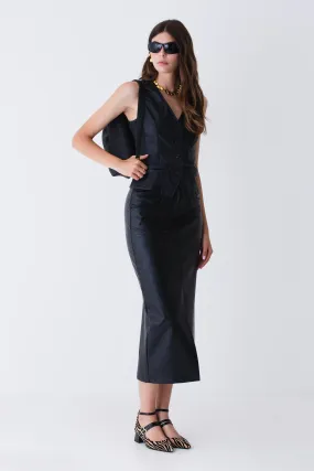 Gonna lunga a tubino in similpelle - FW25