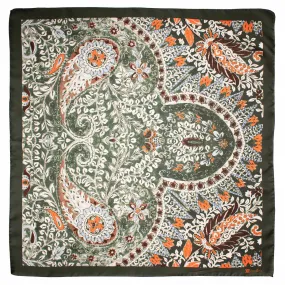 Green Silk Foulard Multicolor Paisley F27