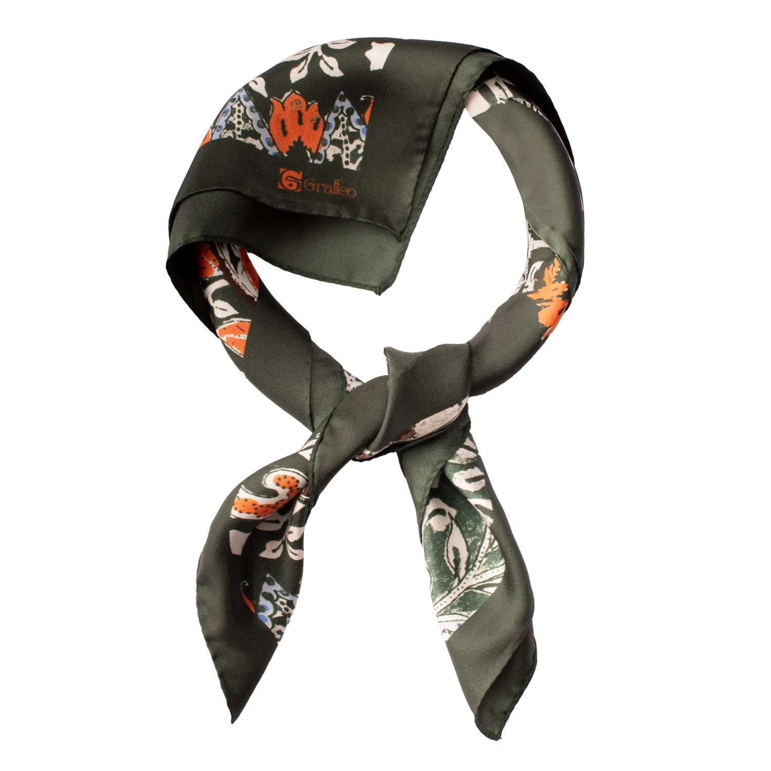 Green Silk Foulard Multicolor Paisley F27
