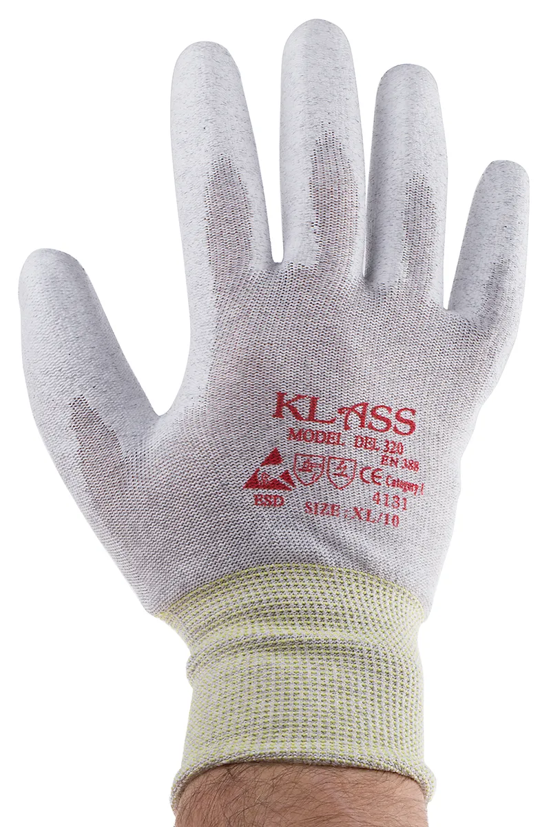 Guanti antistatici RS PRO, Tg. 10, L, in Nylon, col. Grigio