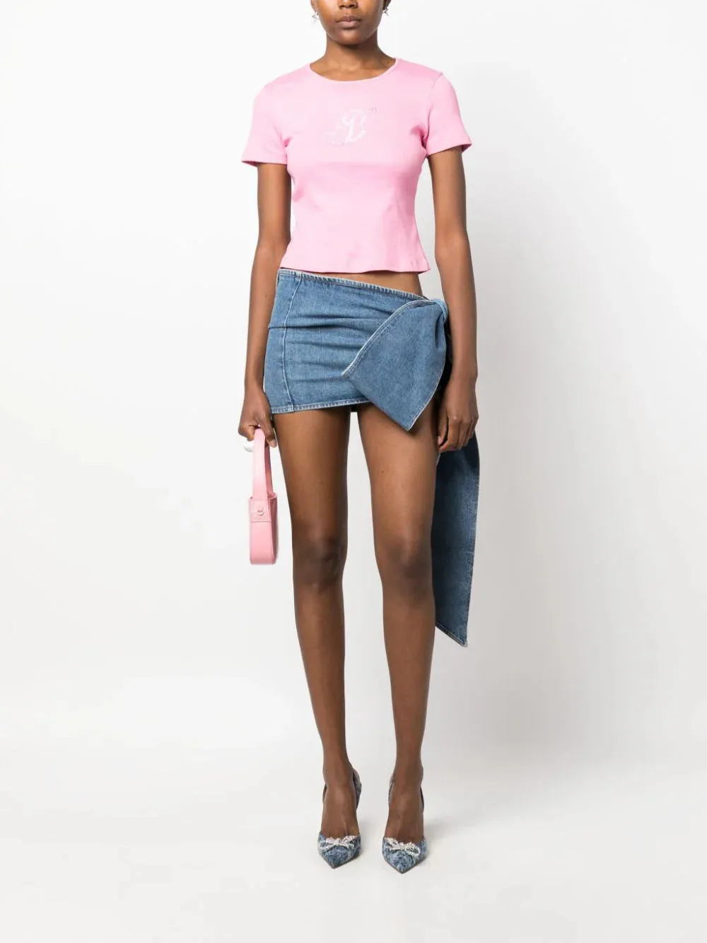 Minigonna in denim con fiocco