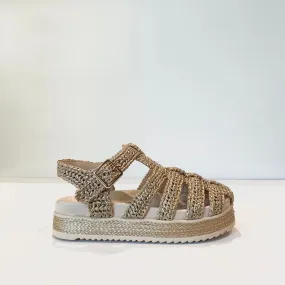 S4-201-30 Sandalo Ragnetto Raffia Gold  