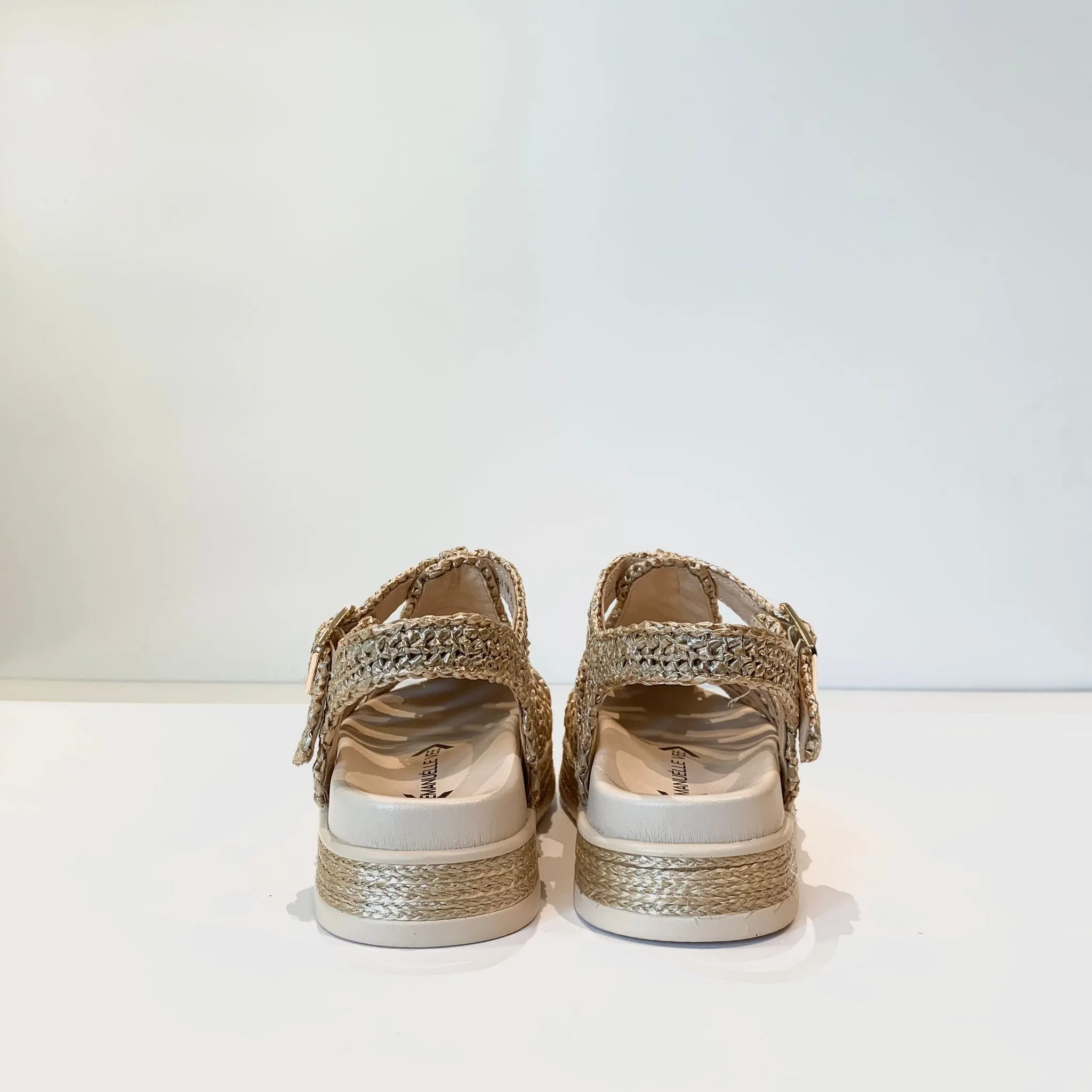 S4-201-30 Sandalo Ragnetto Raffia Gold  