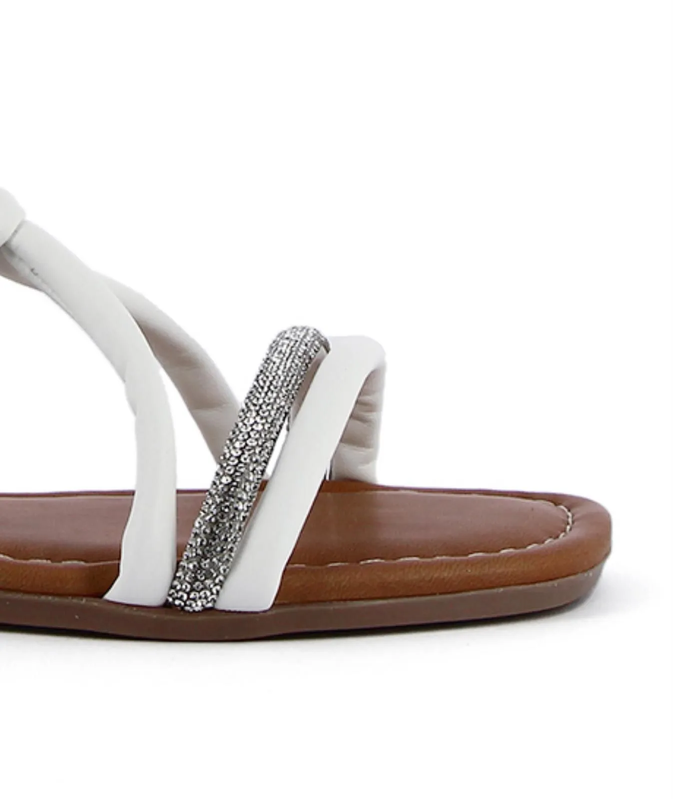Sandali bassi bianchi con strass