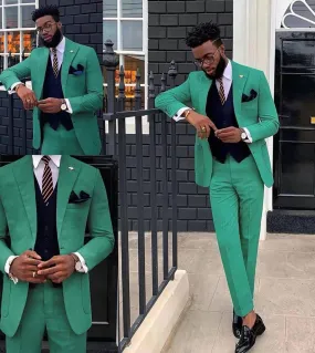 Street Fashion Verde Uomo Abiti da sposa Smoking da sposo Prom Terno Masculino Blazer per uomo Custom Made 3 pezzi Jacketpantve