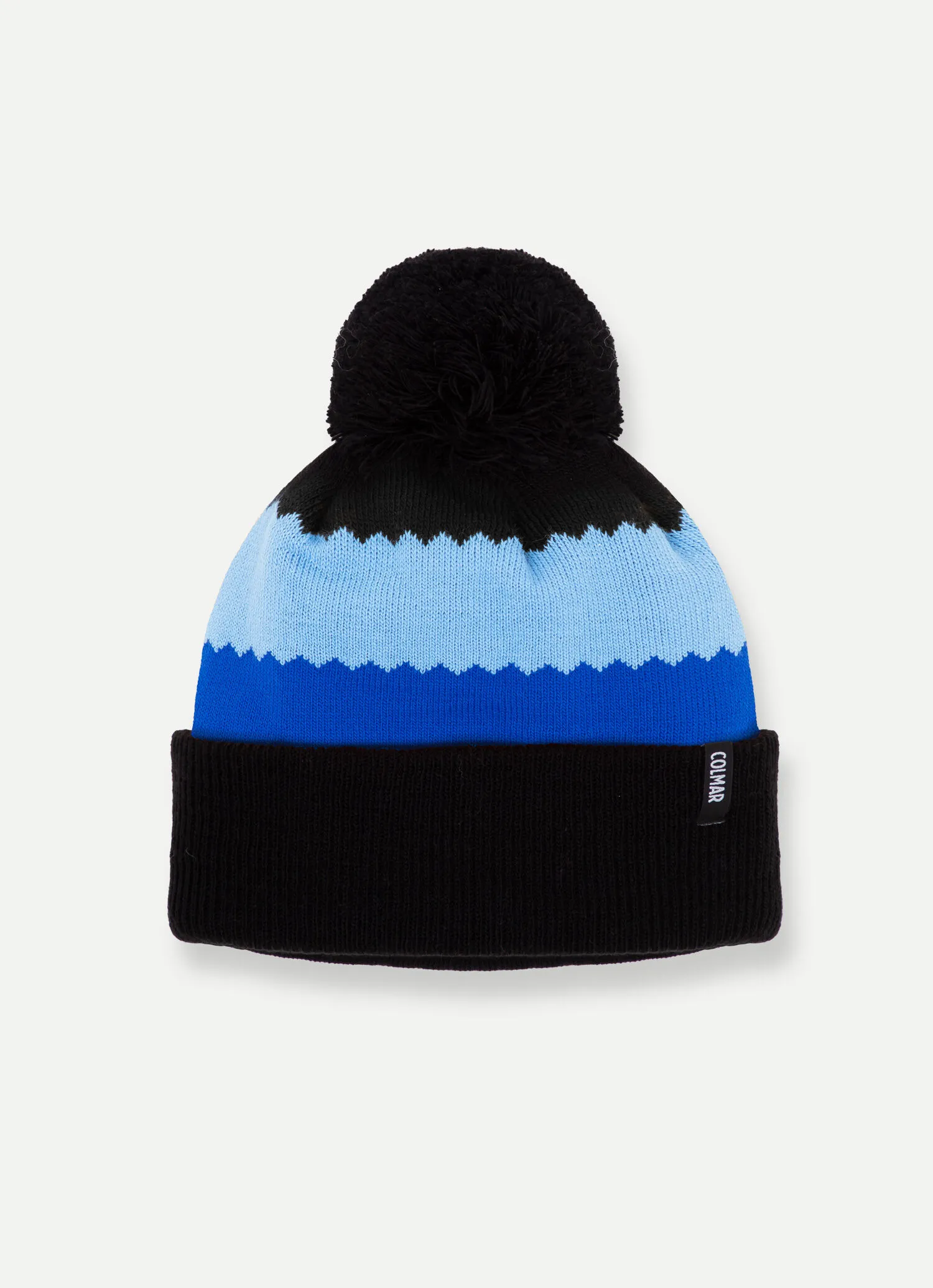 Striped unisex hat with pom-pom