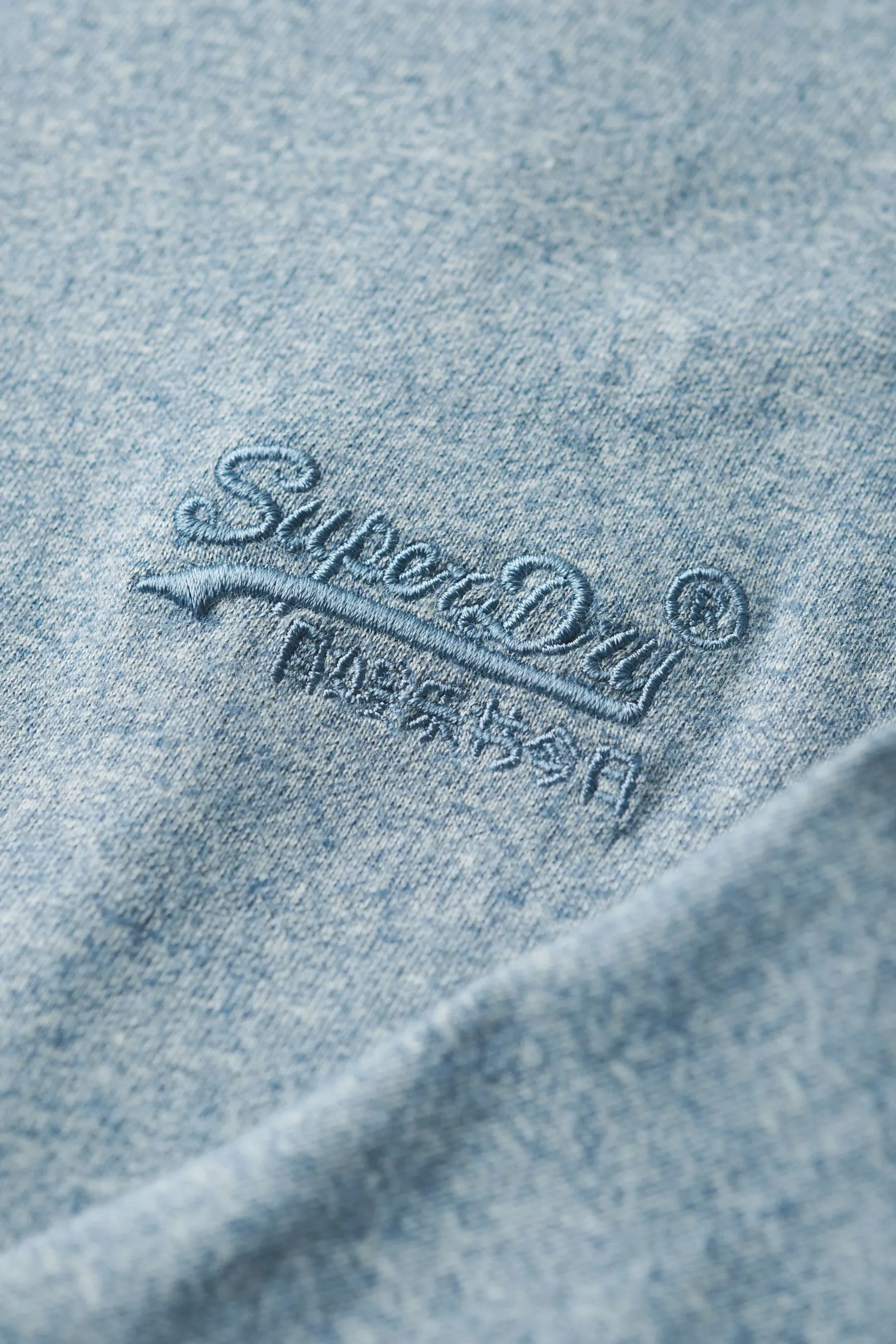 Superdry - Henley - Top con logo vintage ricamato in cotone biologico