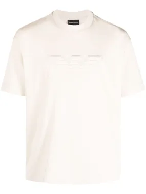 t-shirt beige logo eagle ricamato