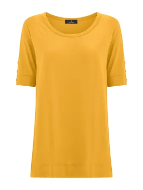 T-shirt girocollo con bottoni in Viscosa Summer  - Golden Spice